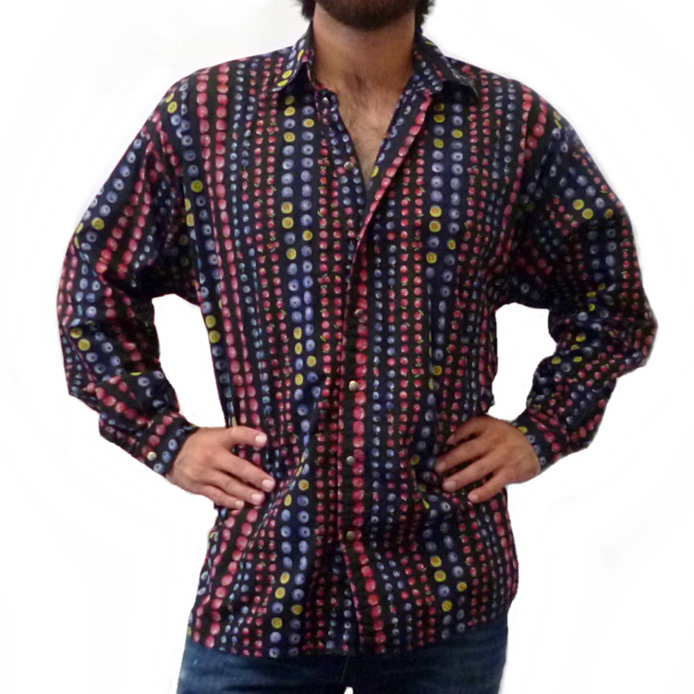 Versace Button Up Berry Shirt, Size Large